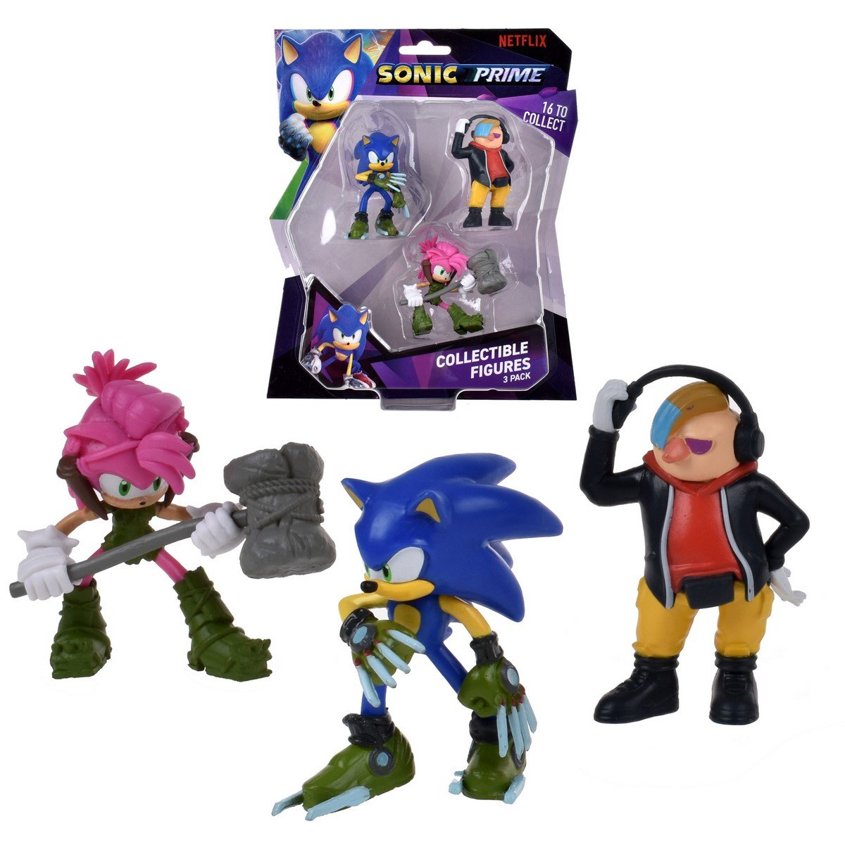 Pack 3 Figuras Sonic De 7 Cms - Pack-1 Amy Con Martillo